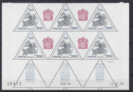 MONACO - TAXE N° 70 - SCEAU PRINCIER - Bloc De 6 COIN DATE - NEUF SANS CHARNIERE - 13/12/79 - Postage Due