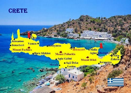 Greece Creete Island Map New Postcard * Carte Geographique * Landkarte - Greece