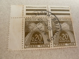 Type Gerbes -Timbre-Taxe - 20c. - Yt 92 - Brun-olive - Double Oblitérés - Année 1960 - - 1960-.... Used