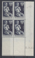 MONACO - N° 292 - OEUVRES CHARITABLES - Bloc De 4 COIN DATE - NEUF SANS CHARNIERE - 30/11/45 - Unused Stamps