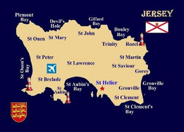 Channel Islands Jersey Island Map  New Postcard * Carte Geographique * Landkarte - Other & Unclassified