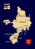 Channel Islands Sark Island Map  New Postcard * Carte Geographique * Landkarte - Sark