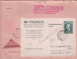 ÖSTERREICH NACHNAHME 1950 - 40 Gro (Ank953) Ganzsachenaufdruck Sehr Selten Auf Nachnahmebrief Ohne Inhalt Gel. Stemp ... - Variétés & Curiosités