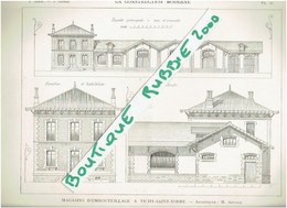 2 PLANS DESSINS 1897 VICHY SAINT YORRE MAGASINS D EMBOUTEILLAGE ARCHITECTE ARNAUD SOURCE EAU MINERALE - Auvergne