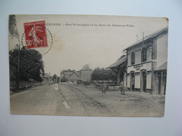 CPA Gare :  Gueures  -   Rue Principale Et La Gare De Gueures-Ville - Fontaine Le Dun