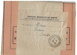 LARMENTIERE JOURNAUX P P Bulletin "Archives Médicales Du Centre" Entier Sous Bade Ob 22 6 1925 - Handstempels