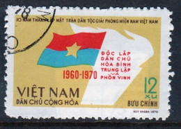 Vietnam 1970 Single 12x Stamp Showing 10th Anniversary Of National Front For Liberation In Fine Used Condition. - Vietnam