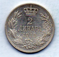 SERBIA, 2 Dinara, Silver, Year 1912, KM #26.1 - Serbia