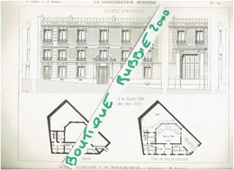 2 PLANS DESSINS 1897 PARIS BUREAU AUXILIAIRE C DU MONT DE PIETE ARCHITECTE LOISEAU - Parijs