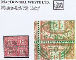 Ireland Postage Due 1920 British POSTAGE DUE 1d Block Of 4 Used With Cds DUBLIN 29 NO 20 Code 57 - Portomarken