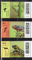 2022 Germany For The Youth Fauna Amphibian MNH** MiNr. 3706 - 3708 Alpine Newt Bergmolch European Tree Frog Salamander - Unused Stamps