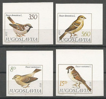 Yugoslavia ERROR Mi.1925/28 Complete Set IMPERFORATED On Issued Paper MNH / ** 1982 Birds RARE! - Ongetande, Proeven & Plaatfouten