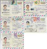 Cuba 1989/1990 5 Postal Stationery Cover Moncada's Heroes Registered Additional Stamp Sent To Florianópolis Brazil - Cartas