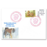 RUSSIA 2011 Indipex India World Philatelic Exhibition Special Tiger Cancellation On Cover (**) - Cartas & Documentos