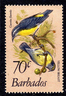 BARBADOS - 1979 70c BANANAQUIT BIRD STAMP FINE MNH ** SG 634 - Barbados (1966-...)