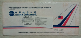 2006 CHINA AIRLINES PASSENGER TICKET AND BAGGAGE CHECK - Biglietti