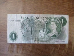 BANK OF ENGLAND ONE POUND LONDON X79H 634337 - 1 Pound