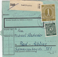 Paketkarte 1947: Lauf Nach Bad-Aibling, Seltenes Formular - Zona AAS