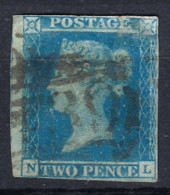 GRANDE BRETAGNE 1841:  Le 2p Bleu Clair Sur Azuré ND Y&T 4, Obl., Qques Défauts Mais TB Aspect - Used Stamps