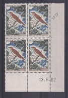MONACO - N° 586 - OISEAU - Bloc De 4 COIN DATE - NEUF SANS CHARNIERE - 18/6/62 - Unused Stamps