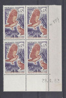 MONACO - N° 587 - OISEAU - Bloc De 4 COIN DATE - NEUF SANS CHARNIERE - 29/6/62 - Unused Stamps