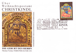 1990, Österreich, "Weihnachten - Christi Geburt, Verduner Altar", SST. 4411 Christkindl 24.12.1990 UZ 12 - Gemälde