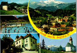 36493 - Niederösterreich - St. Aegyd A. N. Mehrbildkarte , Schwimmbad , Freibad - Gelaufen 1991 - Lilienfeld