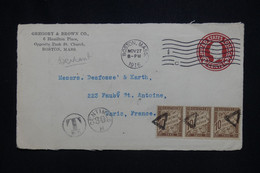 ETATS UNIS - Entier Postal Commercial De Boston Pour La France En 1916 Et Taxé - L 127748 - 1901-20