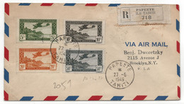 OCEANIE Etablissements Français ILE TAHITI 1949 Papeete Registered Air Mail Cover To US PAR AVION POSTE AERIENNE - Cartas & Documentos