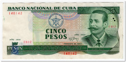 CUBA,5 PESOS,1991,P.108,VF-XF - Cuba