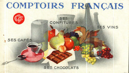 Buvard -     Les COMPTOIRS FRANCAIS  Ses Cafés, Ses Chocolats, Ses Vins - Other