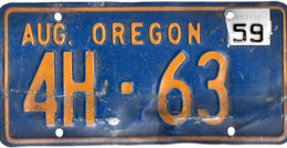 Autentique Plaque Immatriculation Oregon 1959 Dans Son Jus - Kennzeichen & Nummernschilder