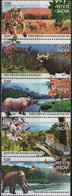 India 2007 National Parks Of India Elephant Deer Tiger Leopard Rhinoceros 5v Set MNH - Nuevos