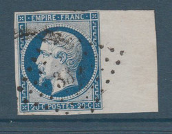 N° 14 BLEU FONCE OBLITERE  PC AVEC GRAND BORD DE FEUILLE TTB - 1853-1860 Napoleon III