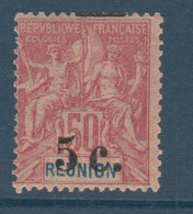 REUNION N° 53b SANS BARRE SUR L'ANCIENNE VALEUR TTB * - Unused Stamps