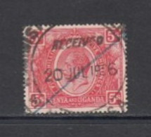 1922 Kenya And Uganda  KGV 5/- Definitive Carmine Red SG 92 With Clear Fiscal Cancel VF USED - Kenya & Oeganda