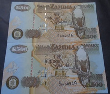 ZAMBIA, P  39d , 500 Kwacha , 2003 ,  UNC , Neuf , 2 Notes   RARE - Zambie