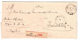 1869 Paketbegleitung Ab FRAJFURT A. O. - Brieven En Documenten