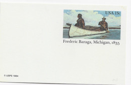 3701  Tarjeta Entero Postal Frederic Baraga , Michigan 1984, Usa , Nuevo - Autres & Non Classés