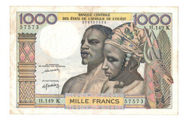 West African States 1000 Francs Senegal  P-703k VF ND 1959-1965 Early Issue - West-Afrikaanse Staten