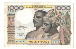 West African States 1000 Francs Senegal  P-703k VF ND 1959-1965 Early Issue - West African States