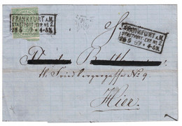 1869, 1 Kreuzer Durchstochen Als EF Auf Ortsbrief „FRANKFURT A. M. STADTPOST – EXP: No. 2“ - Brieven En Documenten