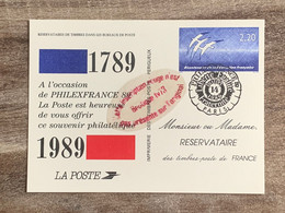 T0769 - Philexfrance 89 - Réservataire Des Timbres-poste De France - Entier Postal - Unclassified