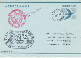 Norway 1982 Programme Lofoten 2eme Mission Geographique Iles Lofoten Aerogramme  Ca Rost 29-7-1982 (NW197) - Programmes Scientifiques