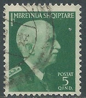 1939-40 ALBANIA USATO SERIE ORDINARIA 5 Q - RF20-3 - Albania