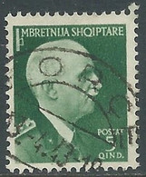 1939-40 ALBANIA USATO SERIE ORDINARIA 5 Q - RF20-5 - Albania