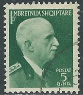 1939-40 ALBANIA USATO SERIE ORDINARIA 5 Q - RF20-9 - Albanië