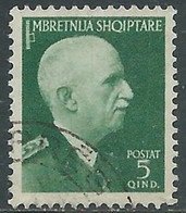 1939-40 ALBANIA USATO SERIE ORDINARIA 5 Q - RF34 - Albanie