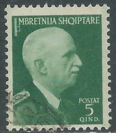 1939-40 ALBANIA USATO SERIE ORDINARIA 5 Q - RF34-2 - Albanië