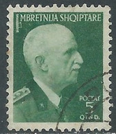 1939-40 ALBANIA USATO SERIE ORDINARIA 5 Q - RF34-4 - Albanië